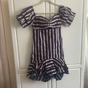 Striped Navy and Pink women cotton Dress